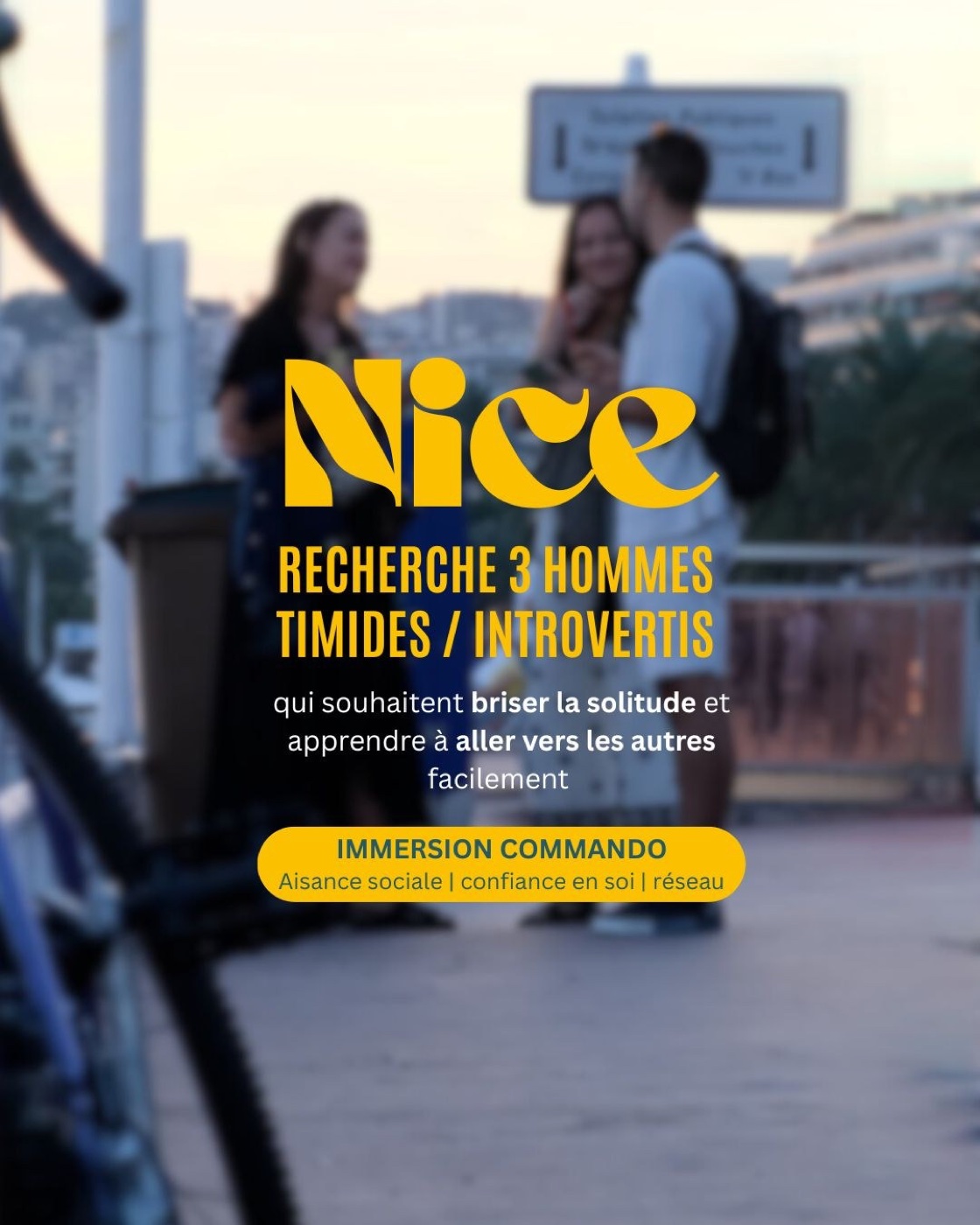Affiche : Immersion Commando à Nice, recherche d'hommes timides ou introvertis